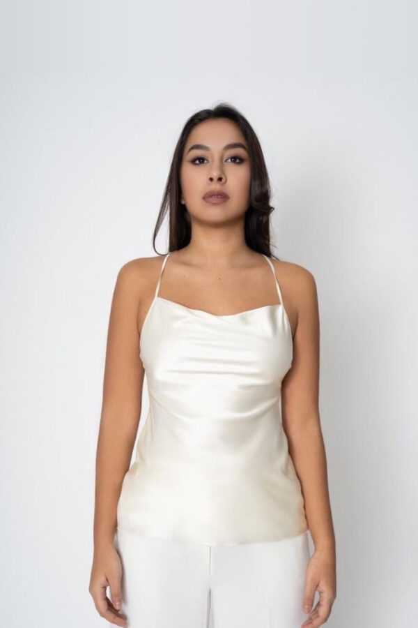 Silk Camisole Blouse in Cream - Image 3