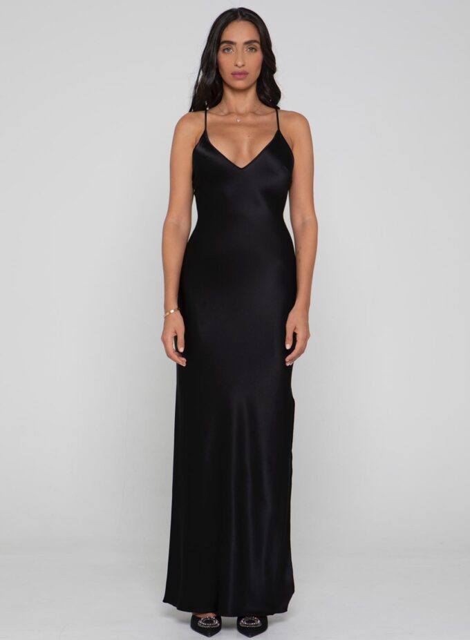 Silk Long Dress in Black