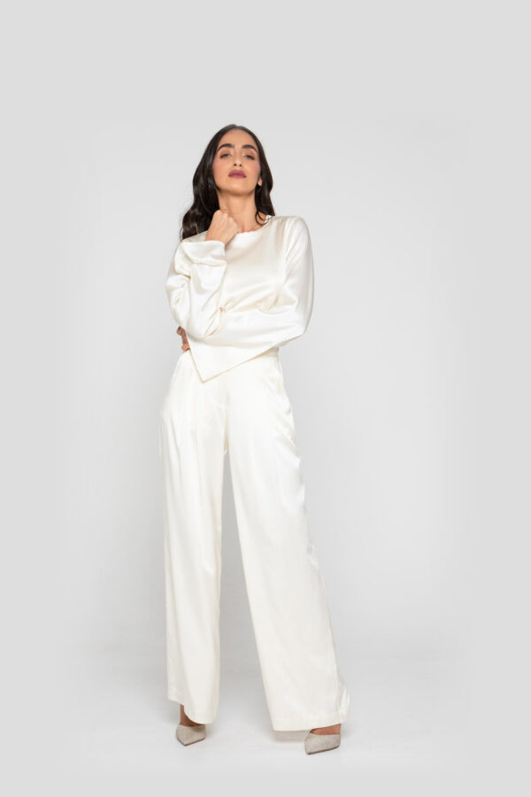 Silk Pants in Cream - Image 2