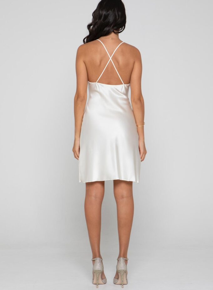 Silk Short Dress in White