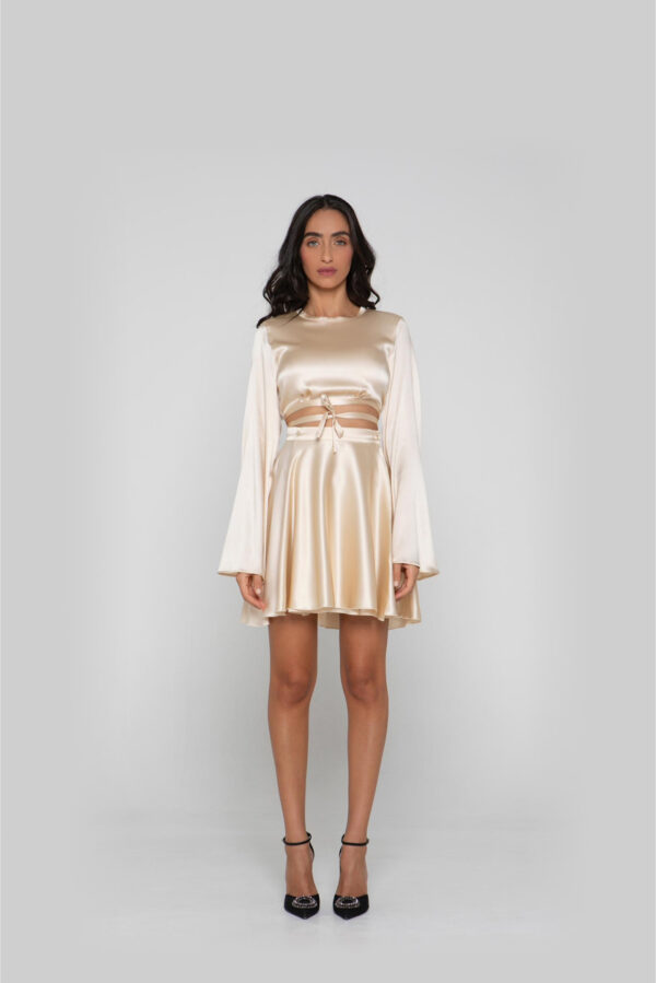 Silk Wrap Skirt in Champagne - Image 2