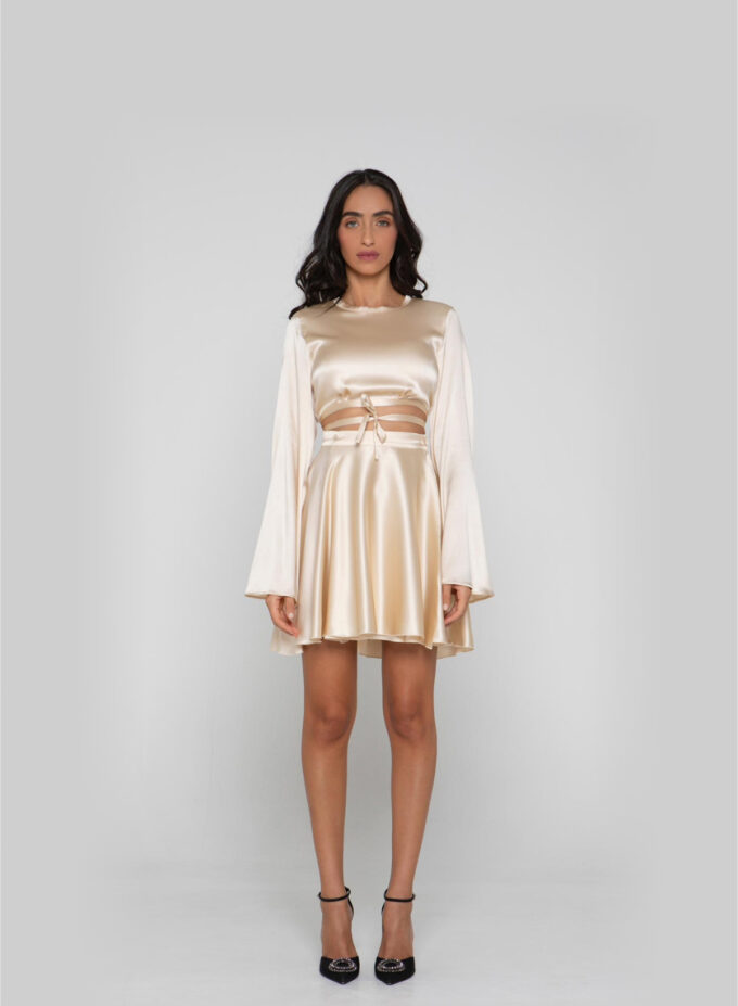 Silk Wrap Skirt in Champagne