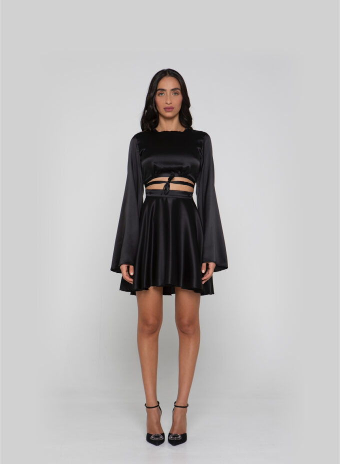 Silk Wrap Skirt in Black