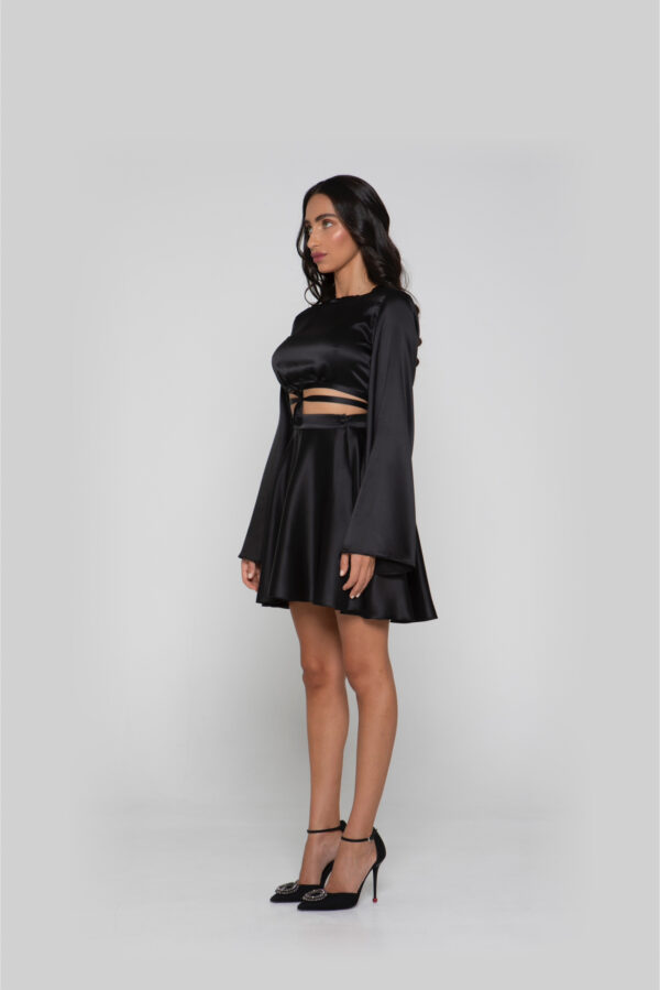 Silk Wrap Skirt in Black - Image 4