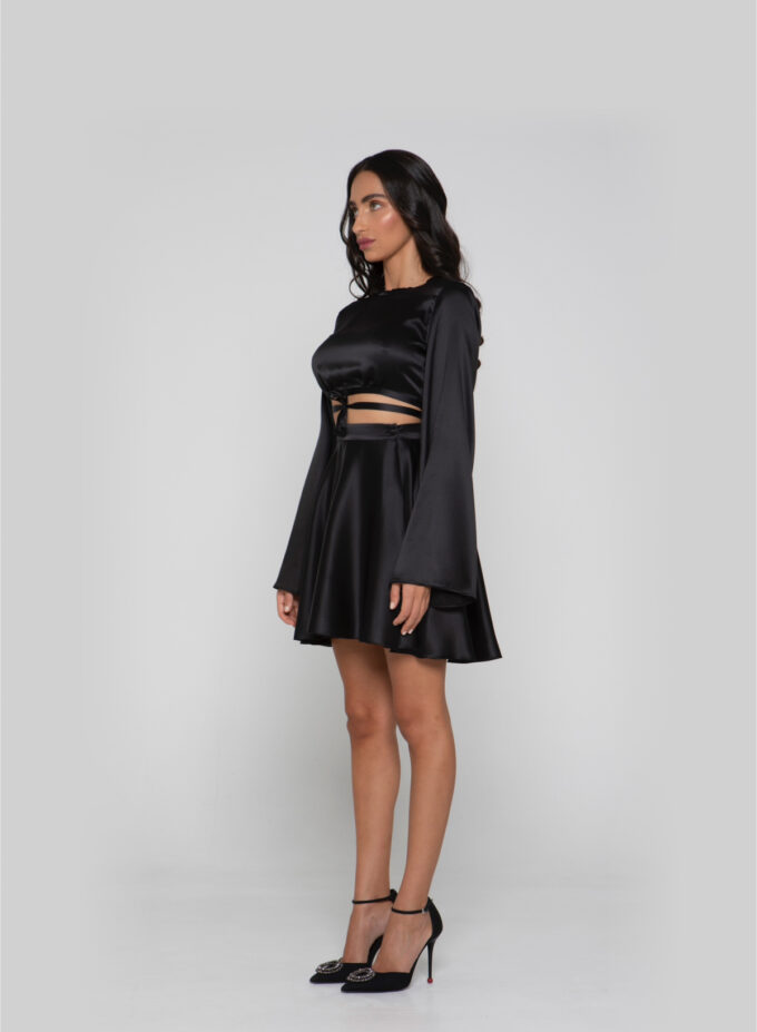 Silk Wrap Skirt in Black