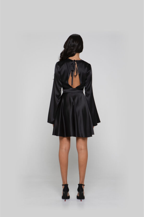 Silk Wrap Skirt in Black - Image 6