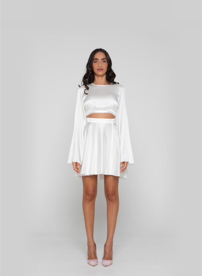 Silk Wrap Skirt in White