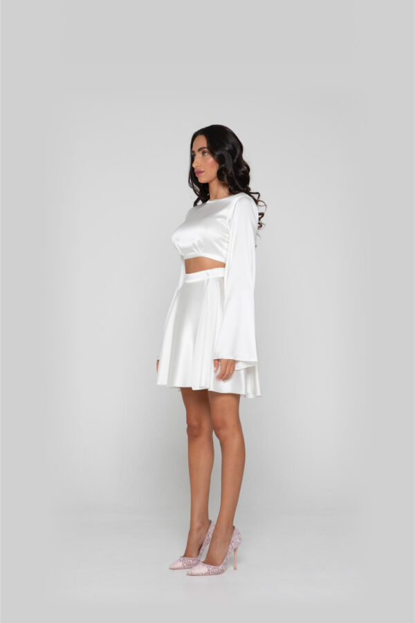 Silk Wrap Skirt in White - Image 4