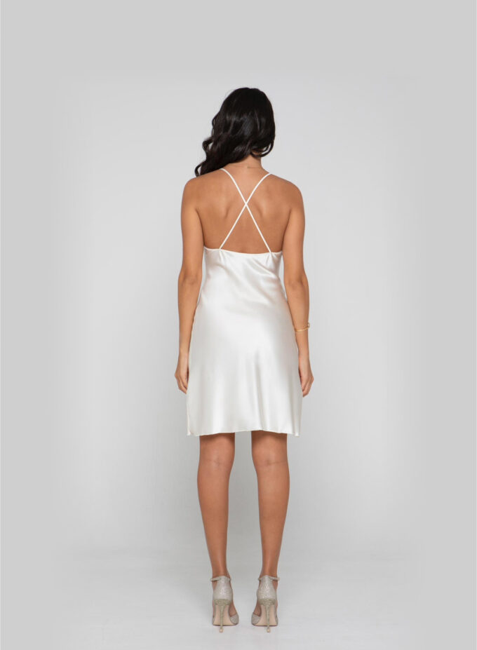 Silk Short Dress in Cream