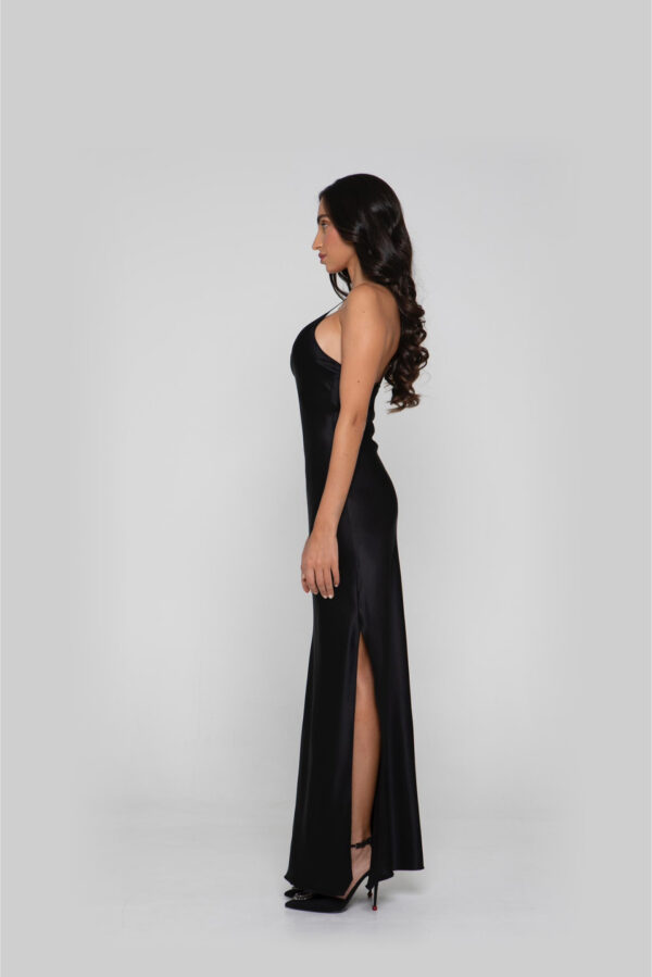 Silk Long Dress in Black - Image 4