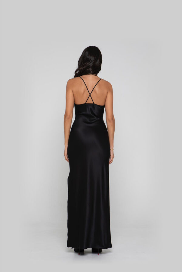 Silk Long Dress in Black - Image 5