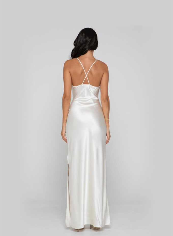 Silk Long Dress in Cream