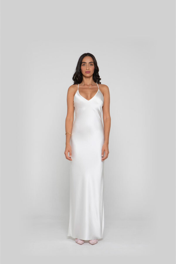 Silk Long Dress in White - Image 2