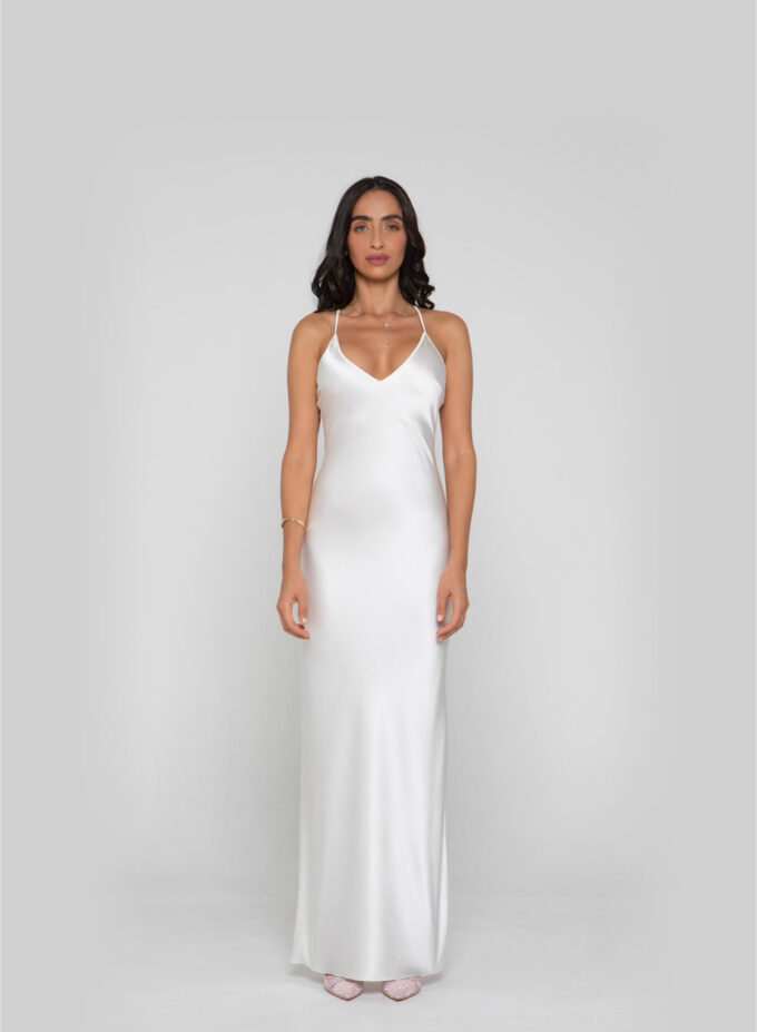 Silk Long Dress in White