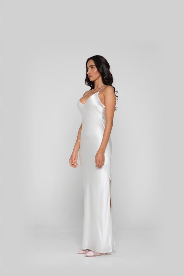 Silk Long Dress in White - Image 3