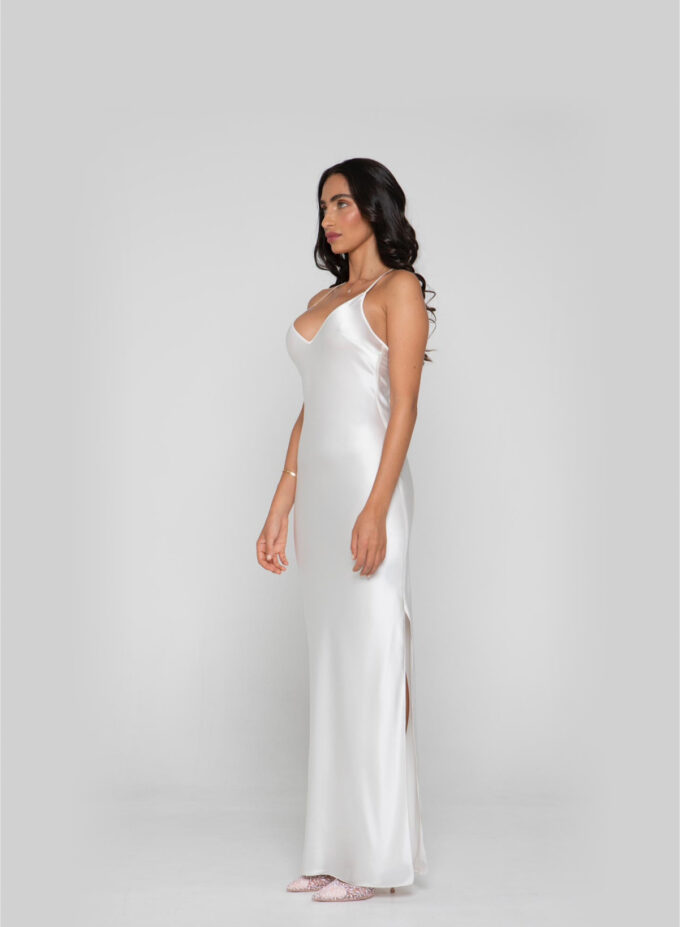 Silk Long Dress in White