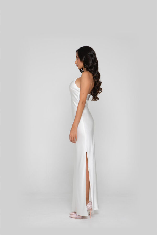 Silk Long Dress in White - Image 4