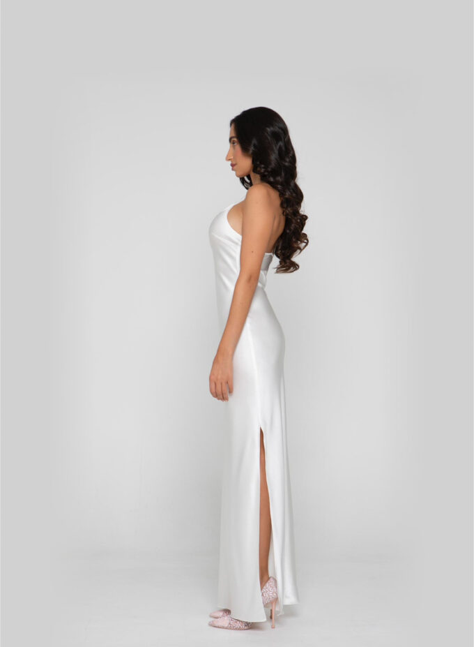 Silk Long Dress in White