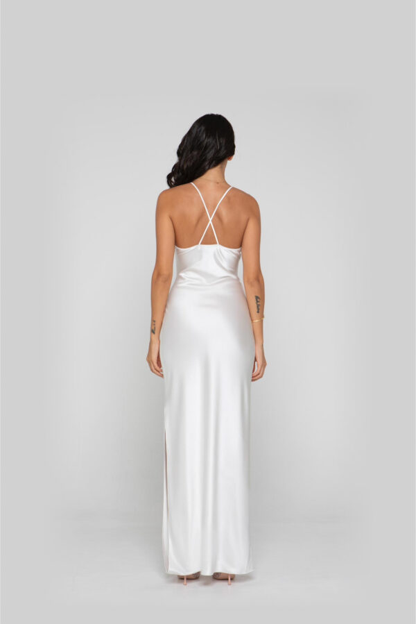 Silk Long Dress in White - Image 5