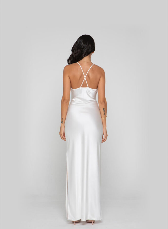 Silk Long Dress in White