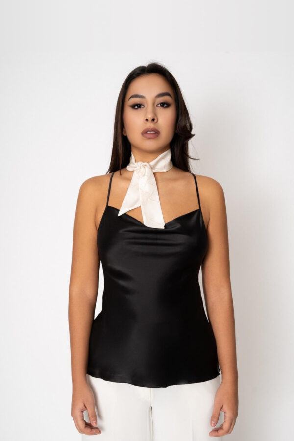 Silk Camisole Blouse in Black - Image 3