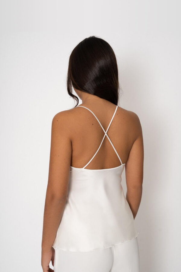 Silk Camisole Blouse in White - Image 3