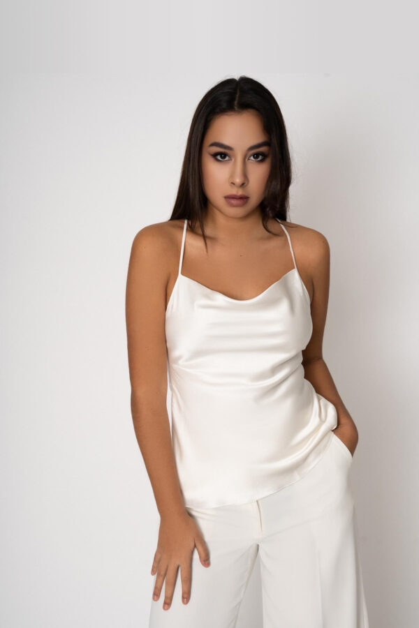 Silk Camisole Blouse in White - Image 2