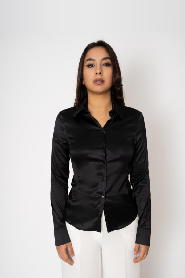 Silk Shirt in Black - Image 2