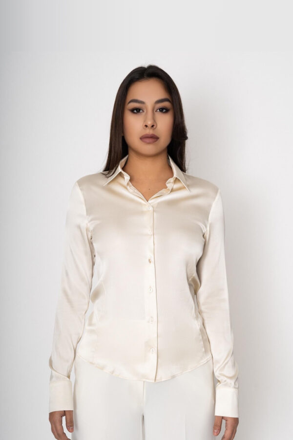 Silk Shirt in Cream - Image 3