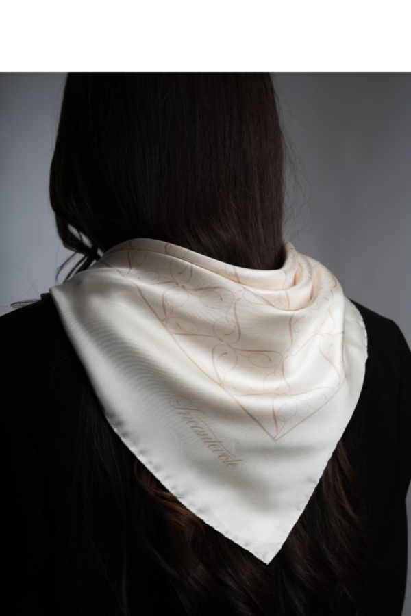 Silk Foulard in Cream and Cappuccino - Image 2