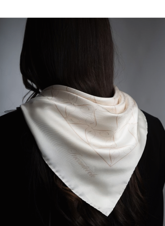 Silk Foulard in Cream and Cappuccino