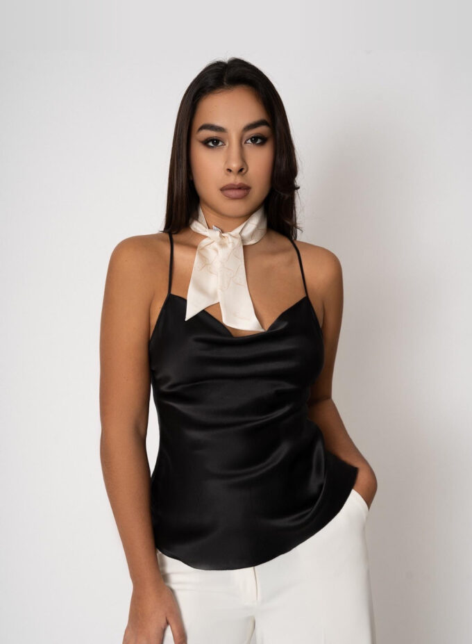 Silk Twilly in Cream & Cappuccino