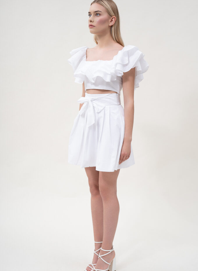 Cotton Crop Top with Ruffle Detail