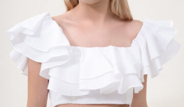 Cotton Crop Top with  Ruffle Detail