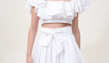 Cotton Pleated Mini Skirt