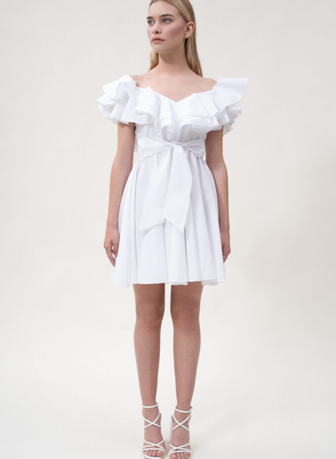 Cotton Ruffle Mini Dress