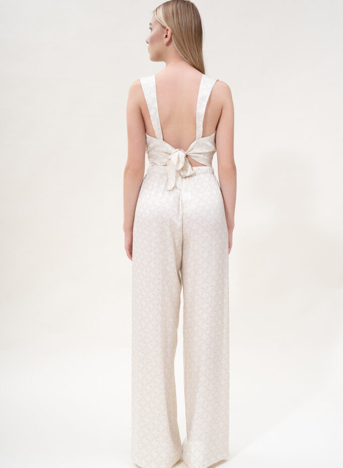 Wide-Leg Pants in Cream & Cappaccino