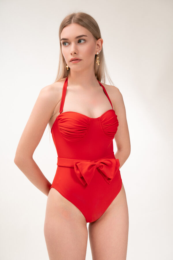 One Piece Swimsuit in Red - Image 2