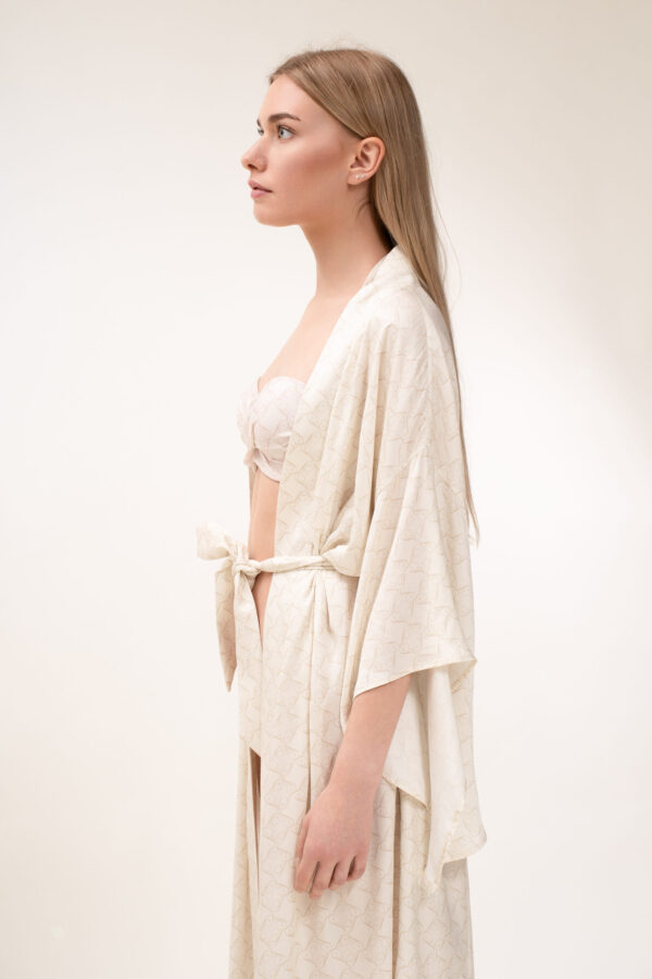 Kimono in  Cream & Cappuccino - Image 4
