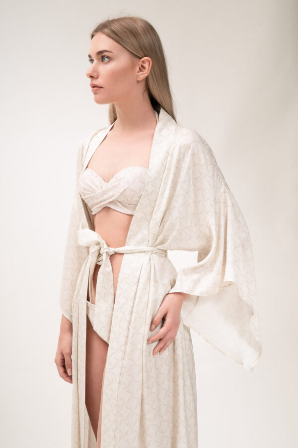 Kimono in  Cream & Cappuccino - Image 3