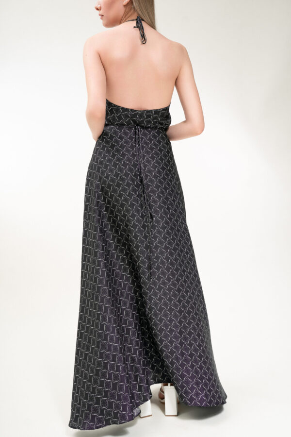 Printed Cowl Neckline Top in Black and Cream - Image 6