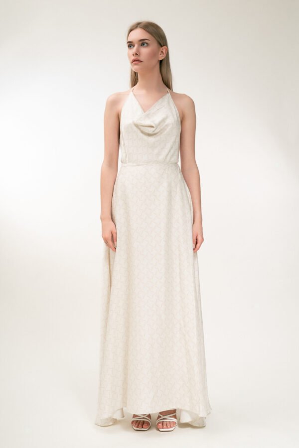 Long Wrap Skirt in Cream and Cap - Image 2