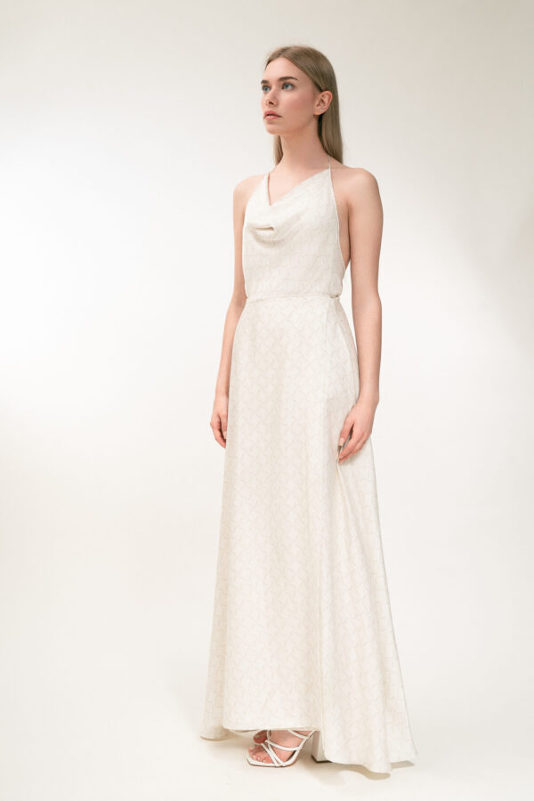 Long Wrap Skirt in Cream and Cap - Image 4