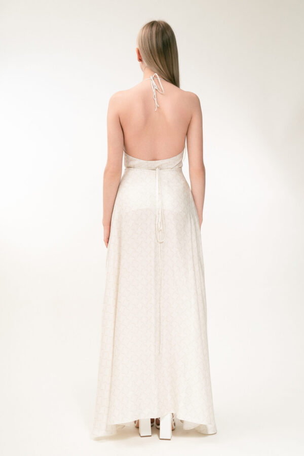 Long Wrap Skirt in Cream and Cap - Image 5