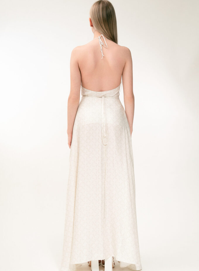 Printed Cowl Neckline Top in Cream & Cappaccino