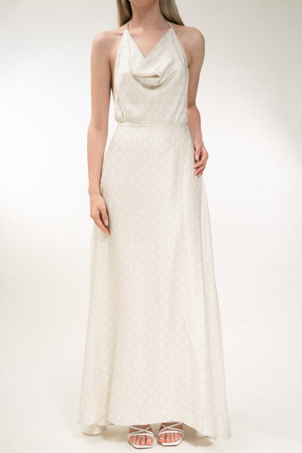 Long Wrap Skirt in Cream and Cap - Image 3