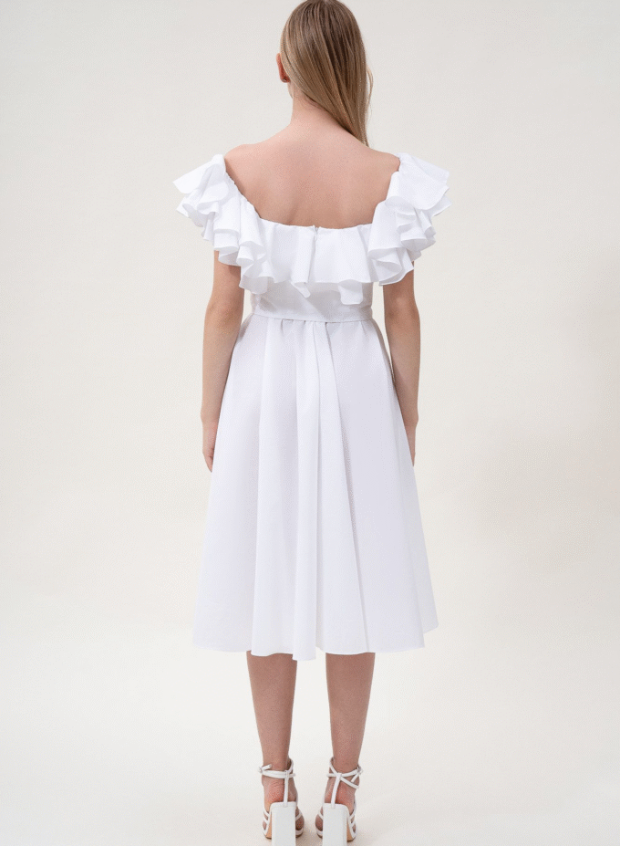 Cotton Ruffle Midi Dress