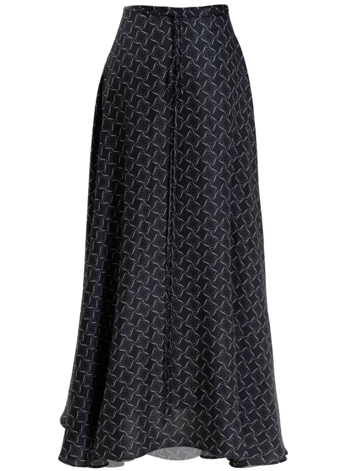 Long Wrap Skirt in Black & Cream