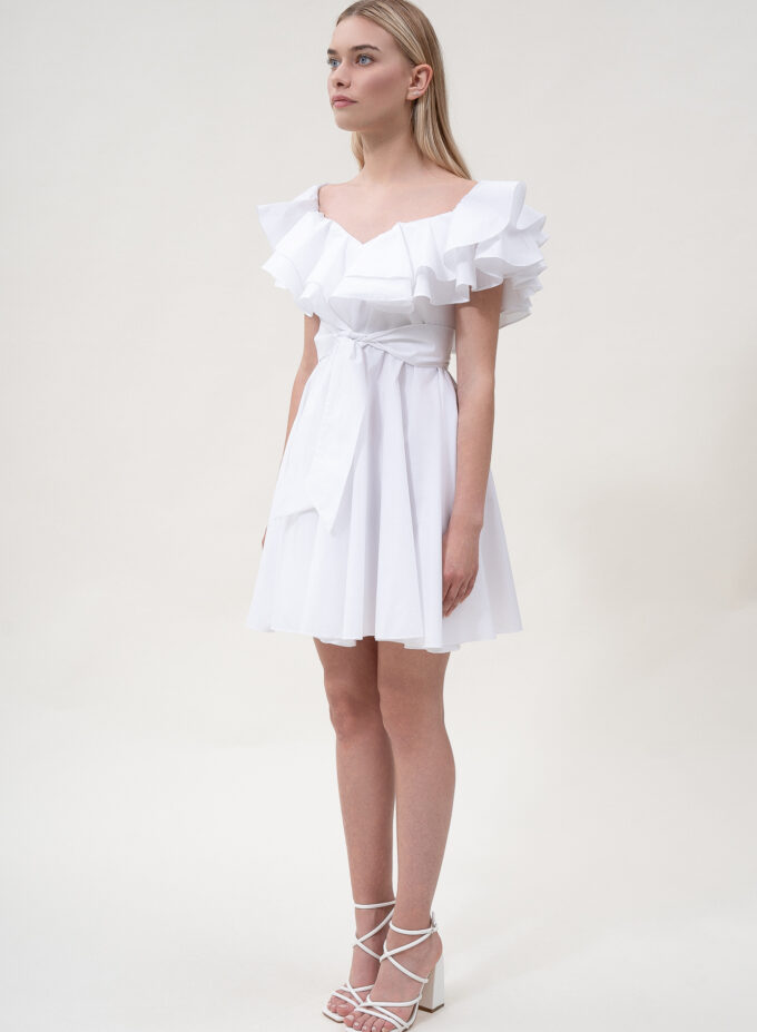 Cotton Ruffle Mini Dress