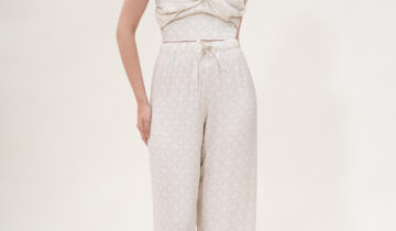 Printed Knot-detailed Top in Cream & Cappuccino